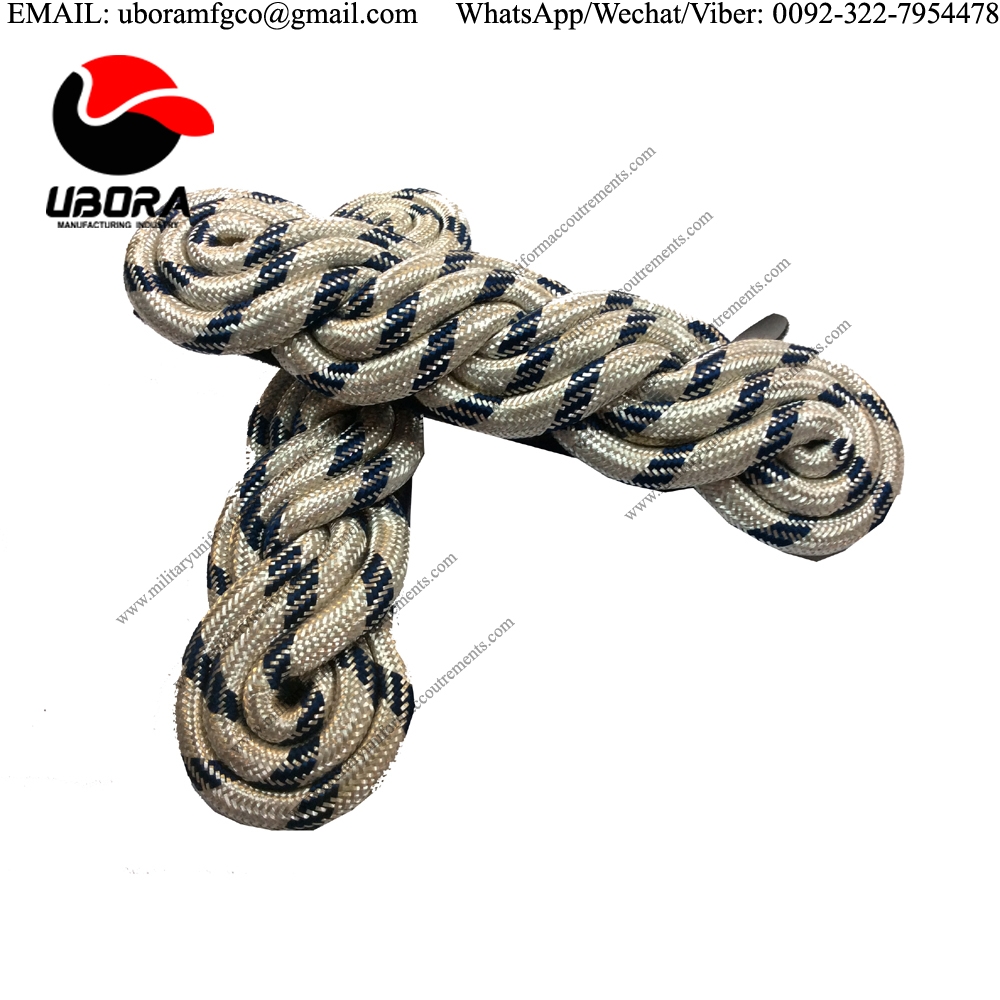 MALAYSIAN MILITARY SHOULDER CORD PDRM PLAIN, SILVER BULLION WIRE